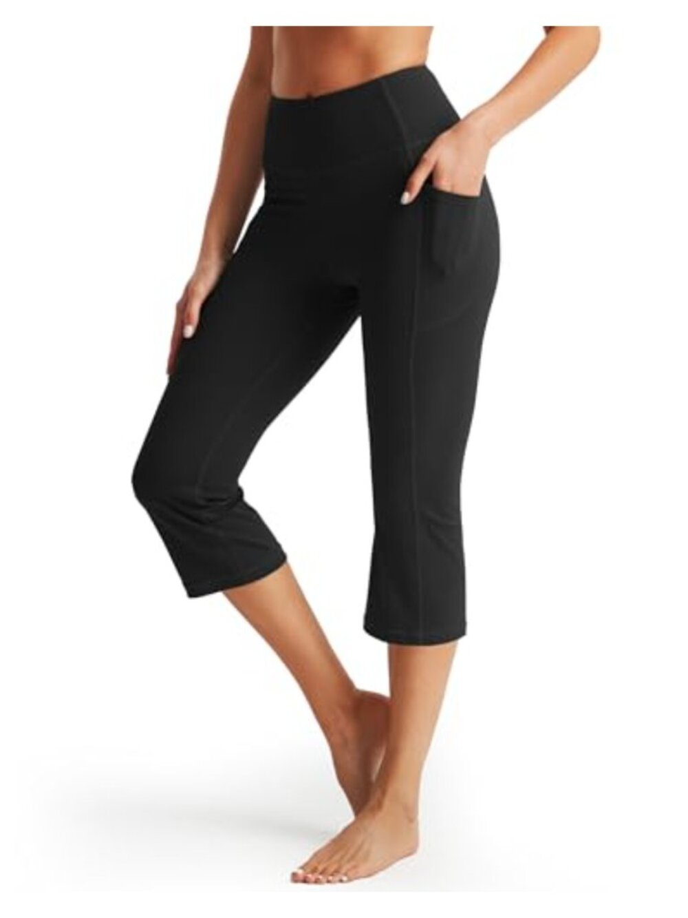 Women's Capri Yoga Pants Flared Leggings High Waist with Pockets 4-Way Stretch